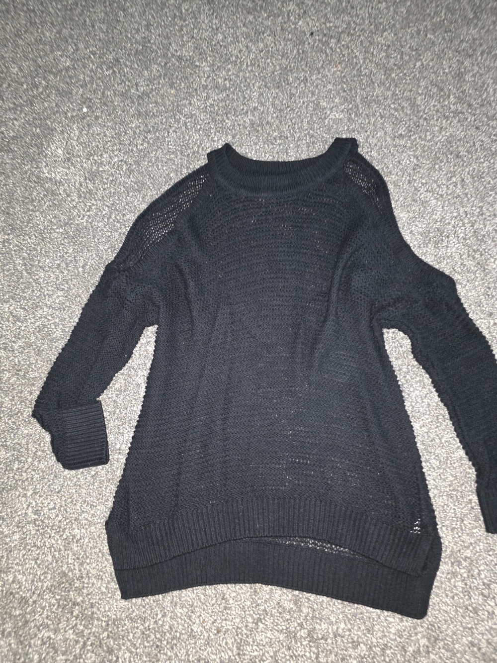 Express Black Open-Knit Cold Shoulder Sweater